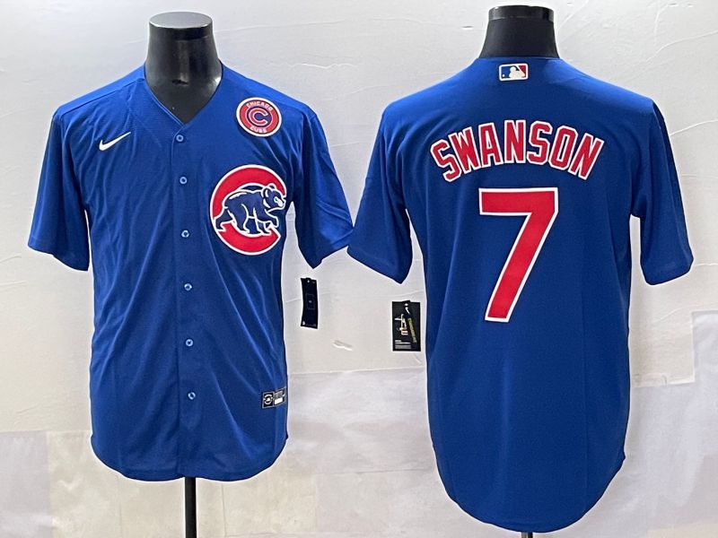 Men 2025 Chicago Cubs #7 Swanson Blue Game Nike MLB Jersey style 5